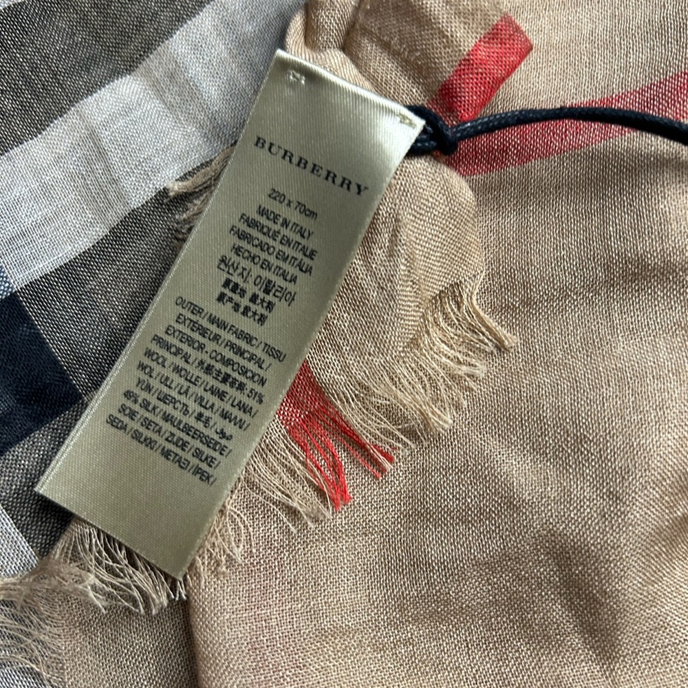 Burberry Wool Silk Check Scarf - Picture 8 of 11